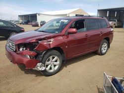 Salvage cars for sale from Copart Brighton, CO: 2010 Toyota Highlander SE