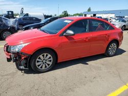 Salvage cars for sale at Woodhaven, MI auction: 2016 Chevrolet Cruze Limited LS