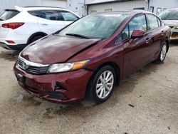 Salvage cars for sale from Copart Pekin, IL: 2012 Honda Civic EX