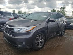 Salvage cars for sale from Copart Elgin, IL: 2016 Toyota Highlander XLE