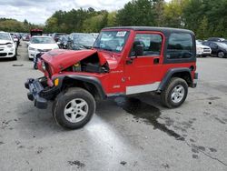 Salvage cars for sale at Exeter, RI auction: 2002 Jeep Wrangler / TJ SE