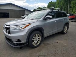 Salvage cars for sale at East Granby, CT auction: 2016 Toyota Highlander LE