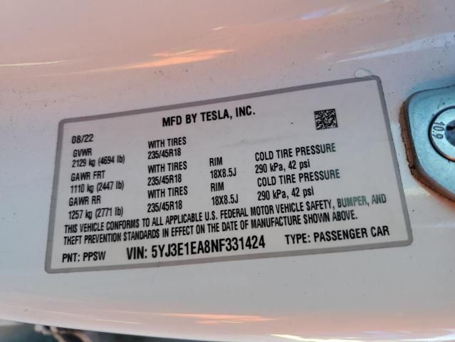 2022 Tesla Model 3