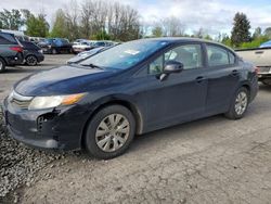 Salvage cars for sale from Copart Portland, OR: 2012 Honda Civic LX