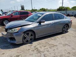 Salvage cars for sale from Copart Miami, FL: 2017 Honda Accord Sport