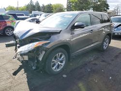 Salvage cars for sale at Denver, CO auction: 2016 Toyota Highlander LE