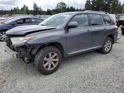 Salvage cars for sale from Copart Graham, WA: 2013 Toyota Highlander Base