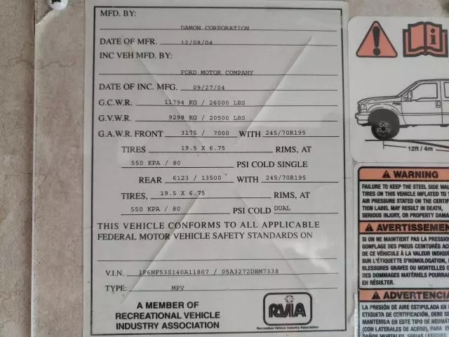 2005 Ford F550 Super Duty Stripped Chassis