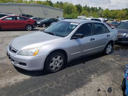 Vehiculos salvage en venta de Copart Exeter, RI: 2007 Honda Accord Value