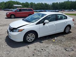 Salvage cars for sale from Copart Charles City, VA: 2012 Honda Civic LX