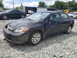 Vehiculos salvage en venta de Copart Mebane, NC: 2012 Honda Civic LX