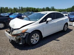 Salvage cars for sale from Copart Bowmanville, ON: 2012 Honda Civic LX