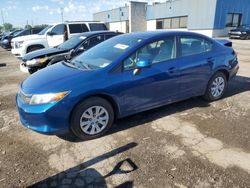Salvage cars for sale at Woodhaven, MI auction: 2012 Honda Civic LX