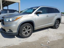 Salvage cars for sale at West Palm Beach, FL auction: 2016 Toyota Highlander XLE