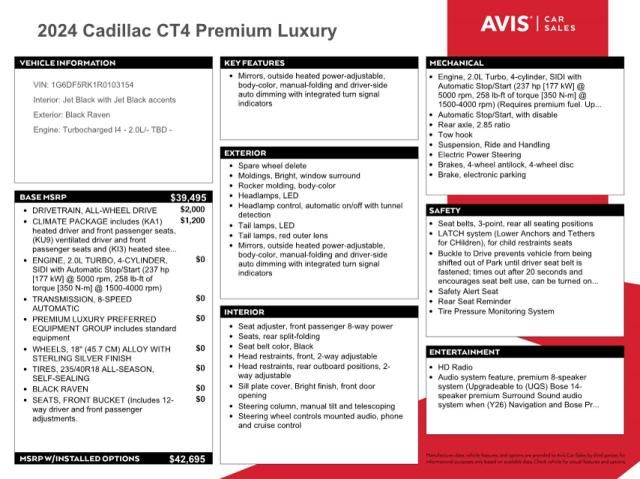 2024 Cadillac CT4 Premium Luxury