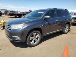 Salvage cars for sale at Brighton, CO auction: 2013 Toyota Highlander Limited