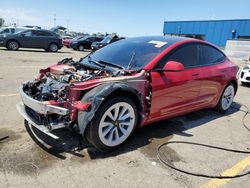 Salvage cars for sale at Woodhaven, MI auction: 2022 Tesla Model 3