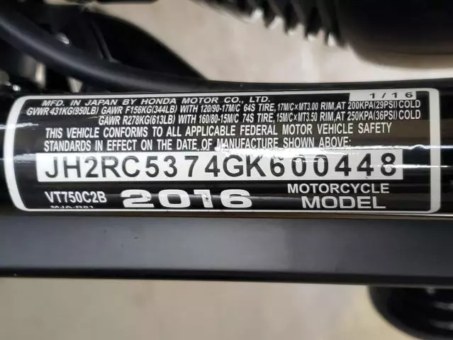 2016 Honda VT750 C2B