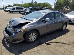 Honda Civic lx salvage cars for sale: 2012 Honda Civic LX