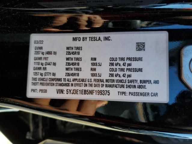 2022 Tesla Model 3