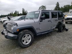 Salvage cars for sale from Copart Graham, WA: 2016 Jeep Wrangler Unlimited Sport