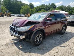 Salvage cars for sale at Mendon, MA auction: 2016 Toyota Highlander XLE