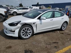 Salvage cars for sale at Woodhaven, MI auction: 2021 Tesla Model 3