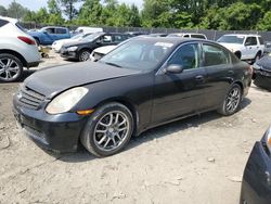 Salvage cars for sale at Waldorf, MD auction: 2005 Infiniti G35
