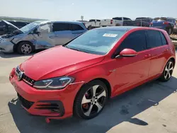 Salvage cars for sale at Grand Prairie, TX auction: 2018 Volkswagen GTI S/SE