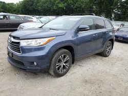 Salvage cars for sale at North Billerica, MA auction: 2016 Toyota Highlander XLE