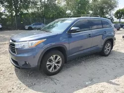 Salvage cars for sale at Cicero, IN auction: 2015 Toyota Highlander XLE