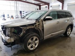 Salvage cars for sale at Avon, MN auction: 2016 Toyota Highlander Limited