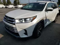 Salvage cars for sale from Copart Rancho Cucamonga, CA: 2017 Toyota Highlander LE