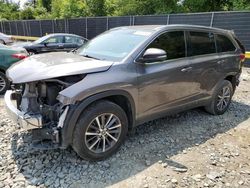 Salvage cars for sale at Waldorf, MD auction: 2019 Toyota Highlander SE