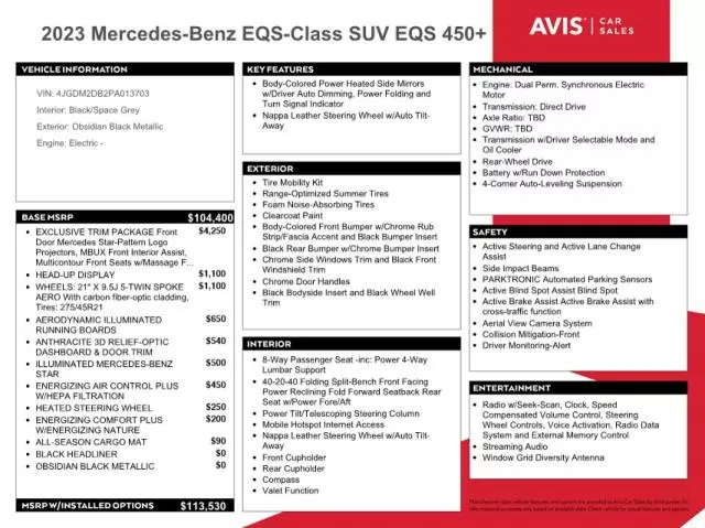 2023 Mercedes-Benz EQS SUV 450+