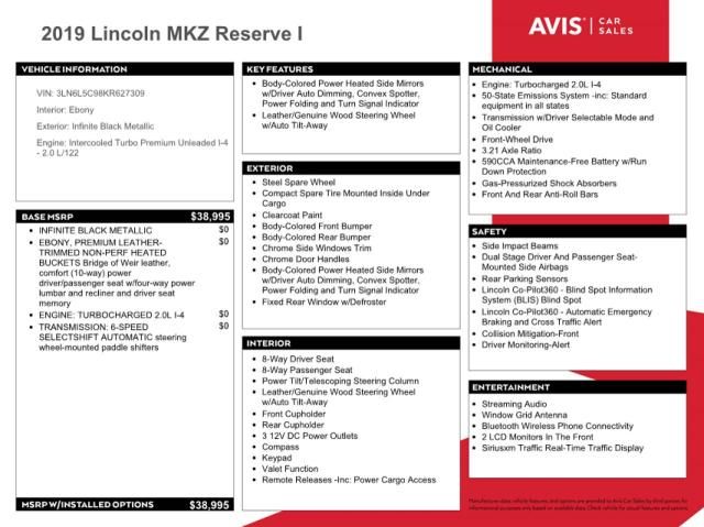 2019 Lincoln MKZ Reserve I