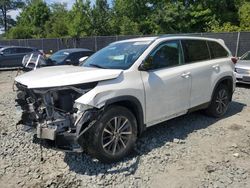 Salvage cars for sale at Waldorf, MD auction: 2019 Toyota Highlander SE