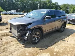 Salvage cars for sale at North Billerica, MA auction: 2018 Toyota Highlander LE