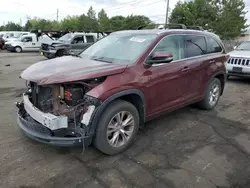 Salvage cars for sale at Denver, CO auction: 2015 Toyota Highlander XLE