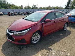 Chevrolet salvage cars for sale: 2019 Chevrolet Cruze LT