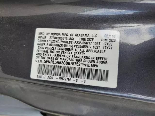 2016 Honda Odyssey EXL