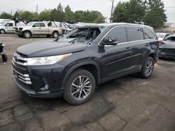 Salvage cars for sale at Denver, CO auction: 2019 Toyota Highlander SE