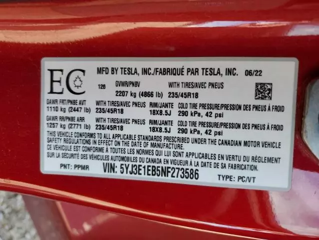 2022 Tesla Model 3