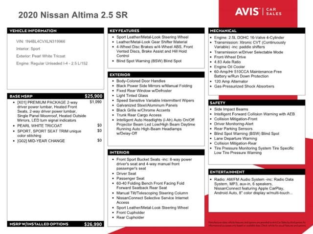 2020 Nissan Altima SR