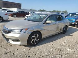 Salvage cars for sale at Kansas City, KS auction: 2016 Honda Accord LX