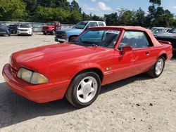 Salvage cars for sale at Hampton, VA auction: 1992 Ford Mustang LX