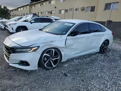 Salvage cars for sale at Opa Locka, FL auction: 2021 Honda Accord Sport SE