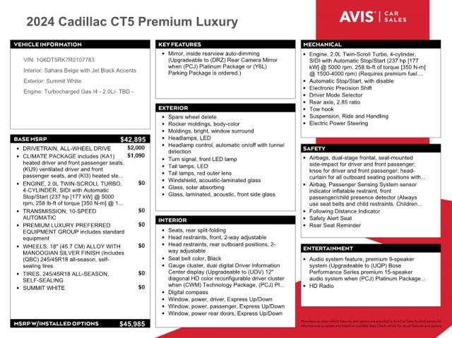 2024 Cadillac CT5 Premium Luxury