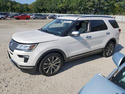 Salvage cars for sale at North Billerica, MA auction: 2018 Ford Explorer Platinum