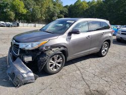 Salvage cars for sale at Austell, GA auction: 2014 Toyota Highlander XLE